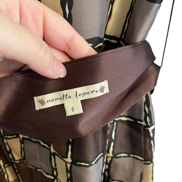 Nanette Lepore 100% Silk Square Patterned Dress w/Belt - Picture 5 of 9